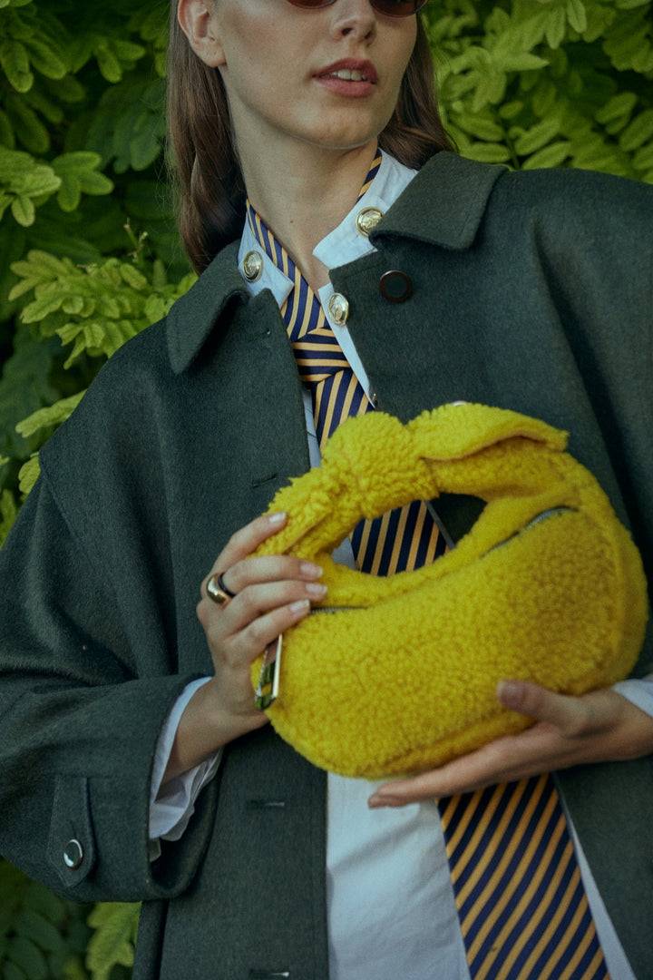 Roberta Gandolfi Bunny Teddy Mini Bag In Shearling Con Tracolla In Pelle Staccabile