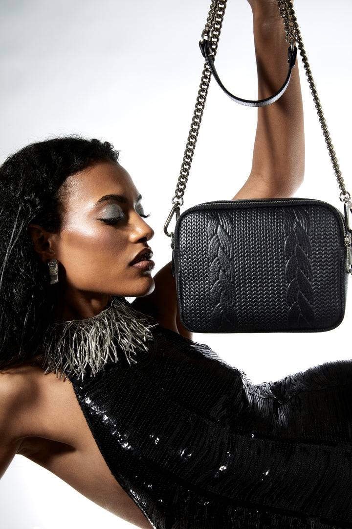 Roberta Gandolfi Camera Treccia Borsa A Spalla E Crossbody In Pelle Stampata Con Tracolla Catena