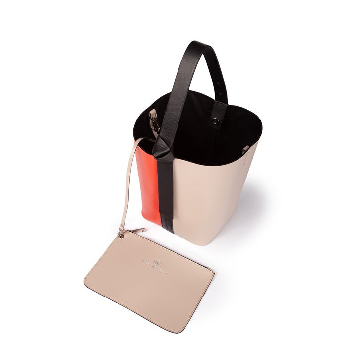 Roberta Gandolfi Cinzia Bucket Medium In Pelle Bicolor Con Tracolla Staccabile
