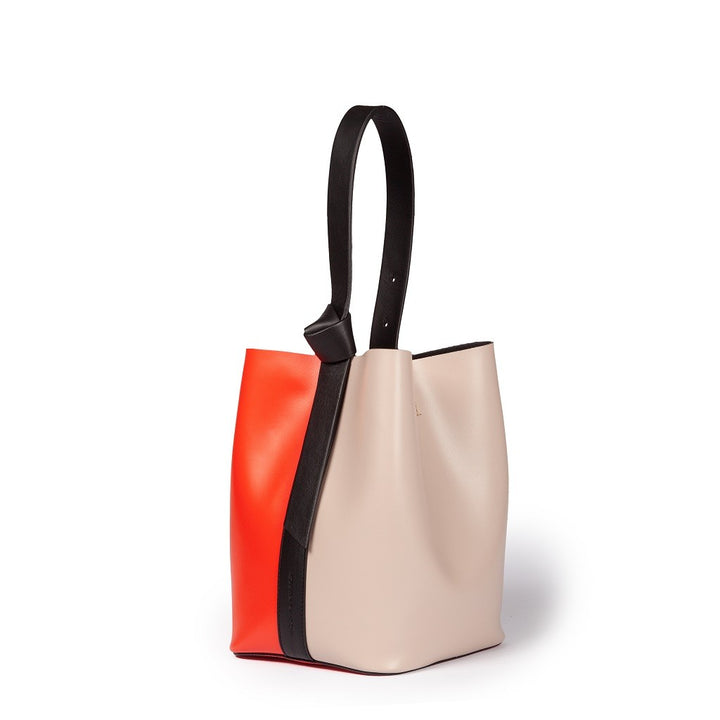 Roberta Gandolfi Cinzia Bucket Medium In Pelle Bicolor Con Tracolla Staccabile