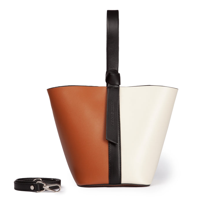 Roberta Gandolfi Cinzia Bucket medium medium in pelle bicolor con tracolla staccabile