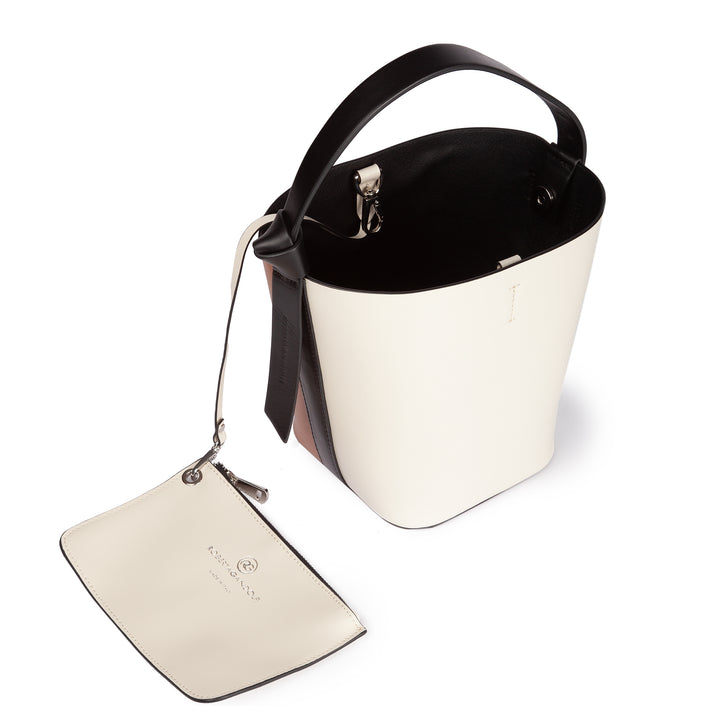 Roberta Gandolfi Cinzia Bucket Medium Medium In Pelle Bicolor Con Tracolla Staccabile