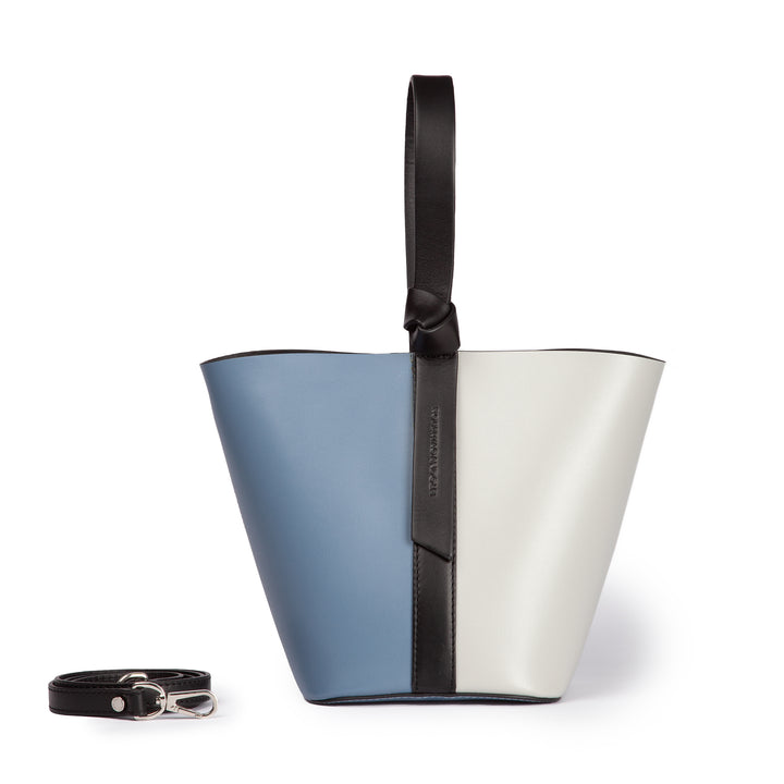 Roberta Gandolfi Cinzia Bucket medium medium in pelle bicolor con tracolla staccabile