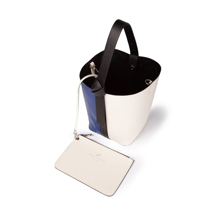 Roberta Gandolfi Cinzia Bucket Medium Medium In Pelle Bicolor Con Tracolla Staccabile