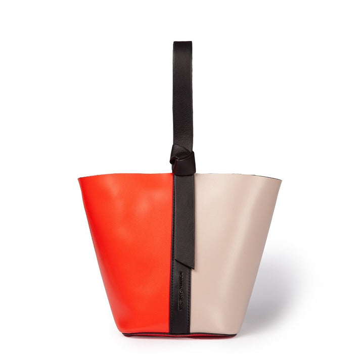 Roberta Gandolfi Cinzia Bucket small in pelle bicolor con tracolla staccabile