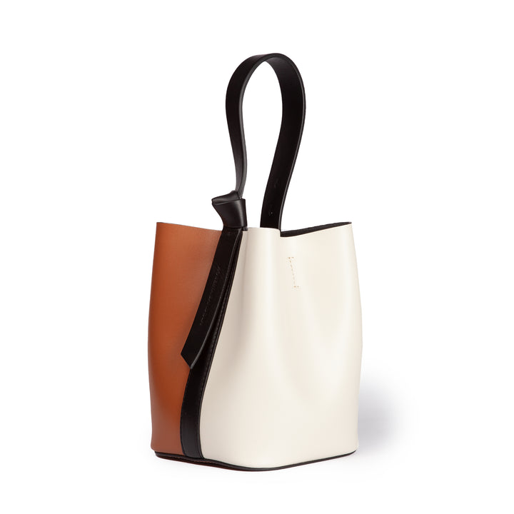 Roberta Gandolfi Cinzia Bucket Small In Pelle Bicolor Con Tracolla Staccabile