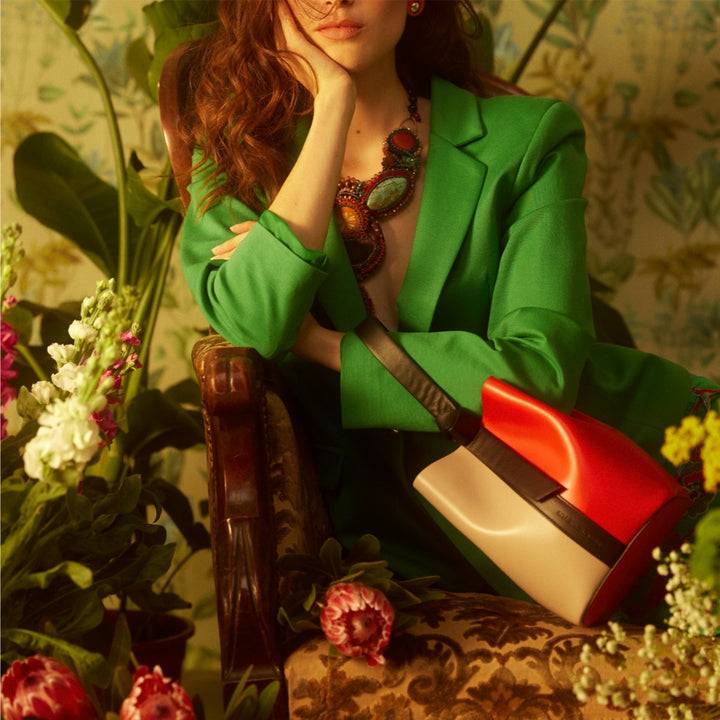 Roberta Gandolfi Cinzia Bucket Small In Pelle Bicolor Con Tracolla Staccabile