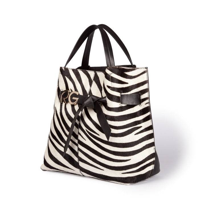 Roberta Gandolfi Dafne Pony Large Borsa A Mano In Pelle Stampa Animalier Con Tracolla Staccabile