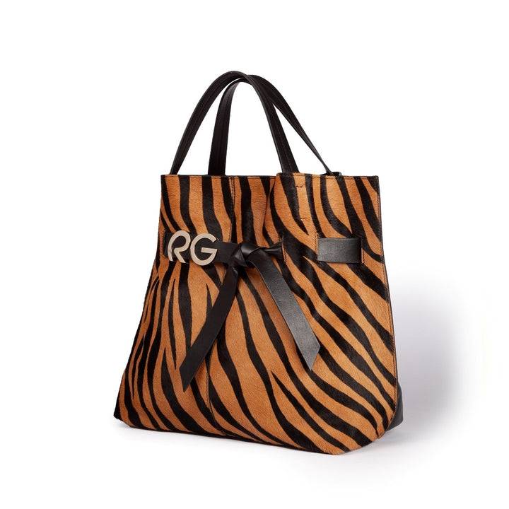 Roberta Gandolfi Dafne Pony Large Borsa A Mano In Pelle Stampa Animalier Con Tracolla Staccabile
