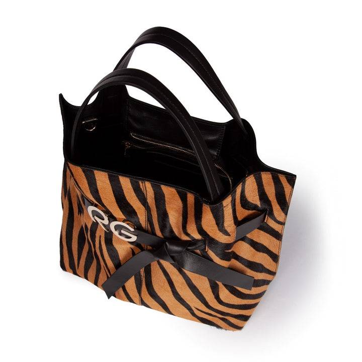 Roberta Gandolfi Dafne Pony Large Borsa A Mano In Pelle Stampa Animalier Con Tracolla Staccabile