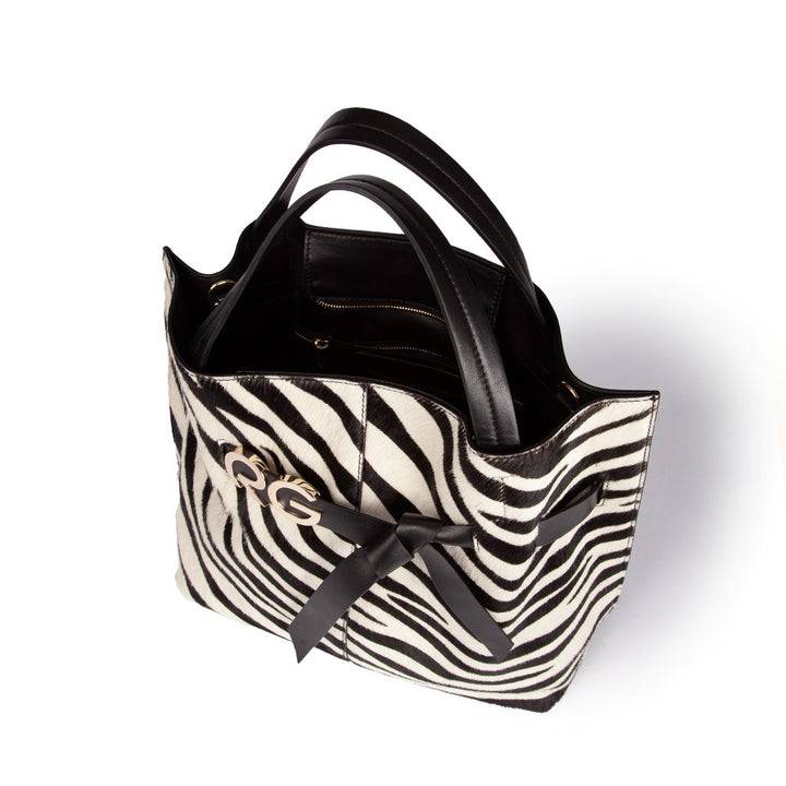 Roberta Gandolfi Dafne Pony Large Borsa A Mano In Pelle Stampa Animalier Con Tracolla Staccabile