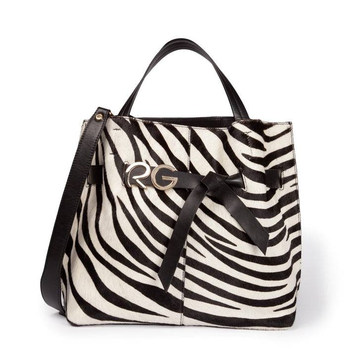 Roberta Gandolfi Dafne pony Large borsa a mano in pelle stampa animalier con tracolla staccabile