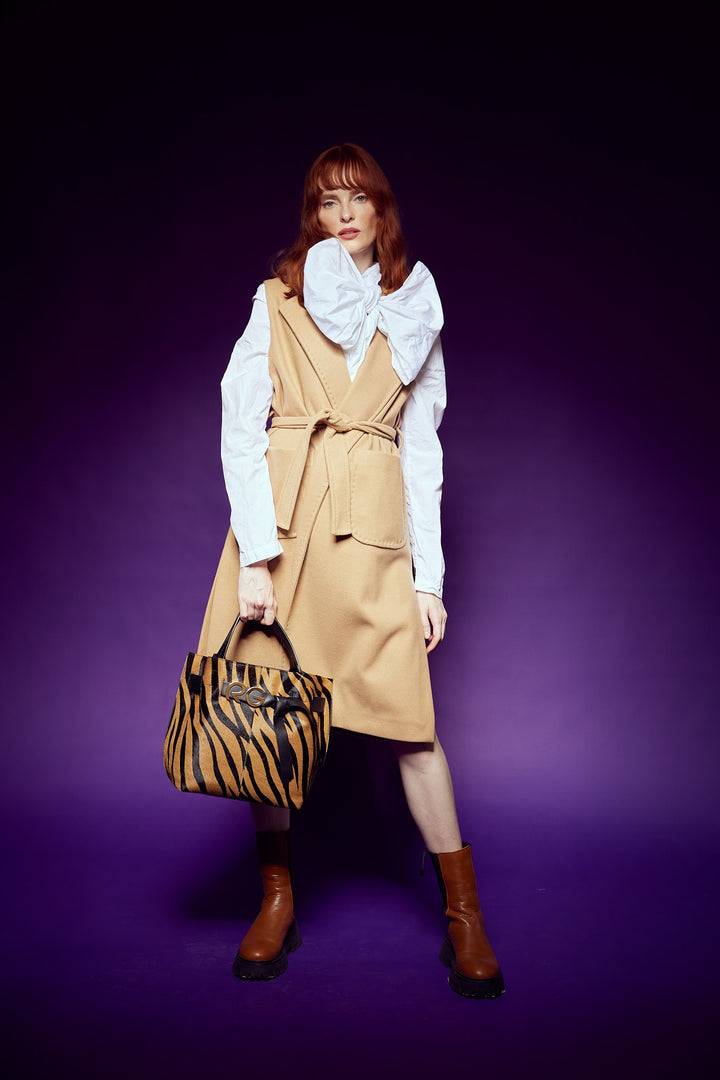 Roberta Gandolfi Dafne Pony Medium Borsa A Mano In Pelle Stampa Animalier Con Tracolla Staccabile