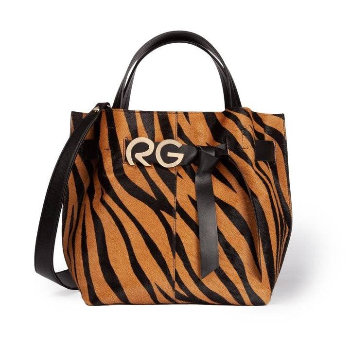 Roberta Gandolfi Dafne pony medium borsa a mano in pelle stampa animalier con tracolla staccabile