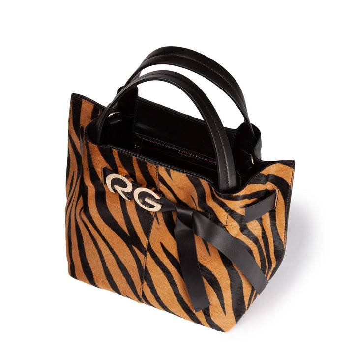 Roberta Gandolfi Dafne Pony Medium Borsa A Mano In Pelle Stampa Animalier Con Tracolla Staccabile