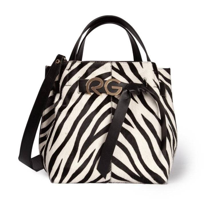 Roberta Gandolfi Dafne pony medium borsa a mano in pelle stampa animalier con tracolla staccabile