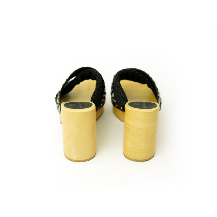 Roberta Gandolfi Diva Zebra Sandali In Legno Incrociato Con Platform In Rafia E Pony Stampa Animalier