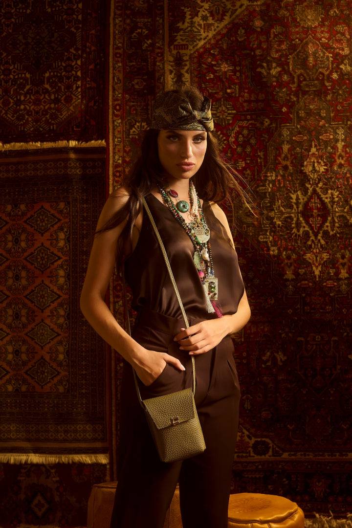 Roberta Gandolfi Elodie Minibag And Phoneholder In Pelle Con Pratica Tasca Esterna E Tracolla Regolabile