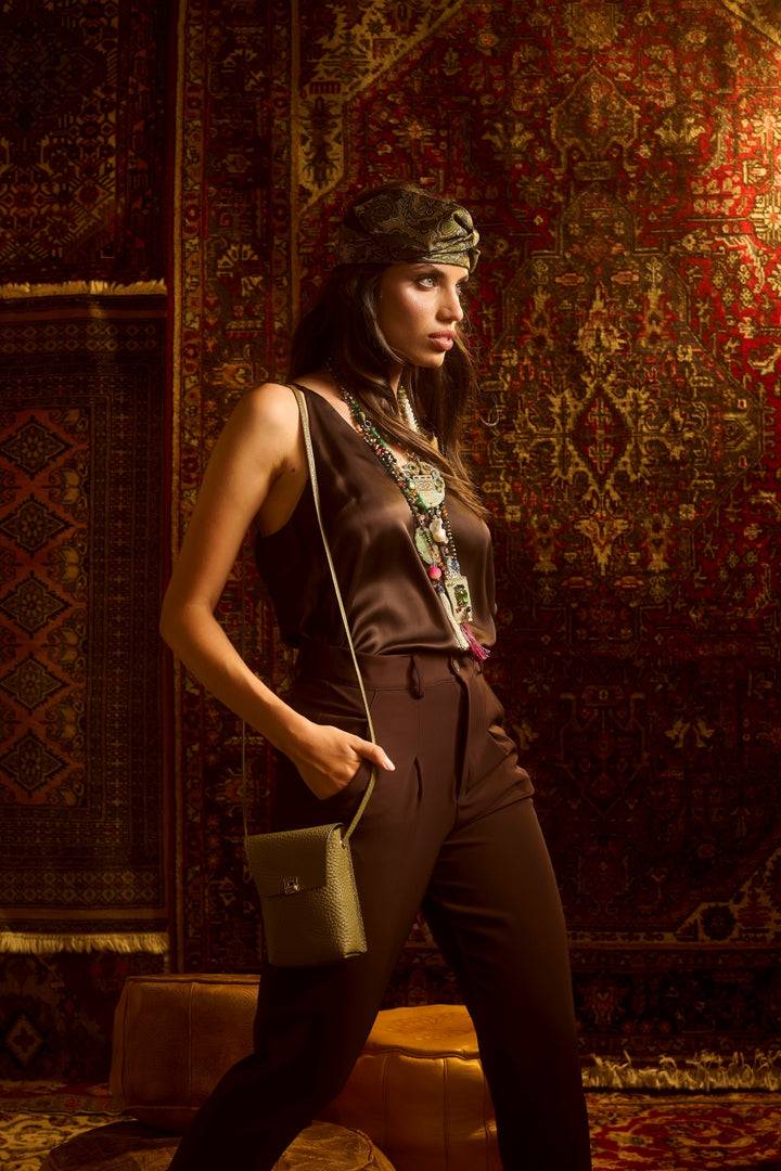 Roberta Gandolfi Elodie Minibag And Phoneholder In Pelle Con Pratica Tasca Esterna E Tracolla Regolabile