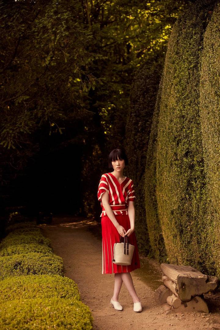 Roberta Gandolfi Fernanda Bucket In Rafia Con Finiture In Pelle Di Vitello Con Tracolla Staccabile