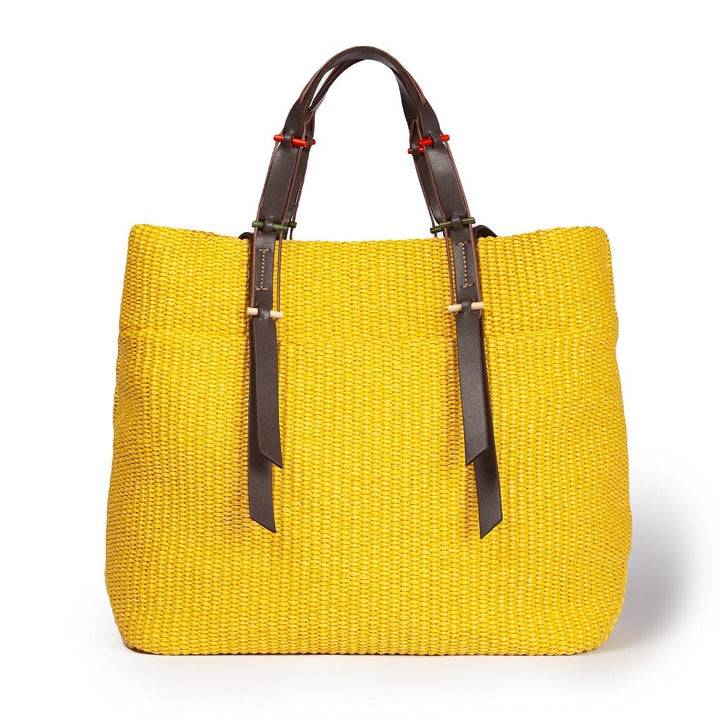 Roberta Gandolfi Fernanda Tote in rafia con finiture in pelle di vitello a doppia portabilità mano o shopping