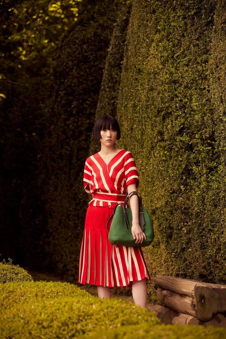 Roberta Gandolfi Fernanda Tote In Rafia Con Finiture In Pelle Di Vitello A Doppia Portabilità Mano O Shopping