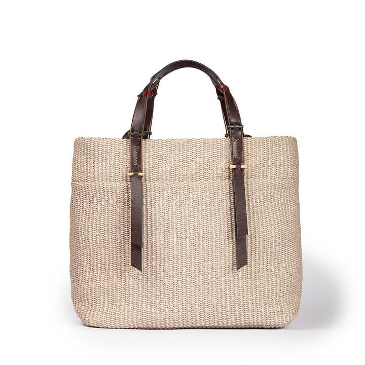 Roberta Gandolfi Fernanda Tote in rafia con finiture in pelle di vitello a doppia portabilità mano o shopping