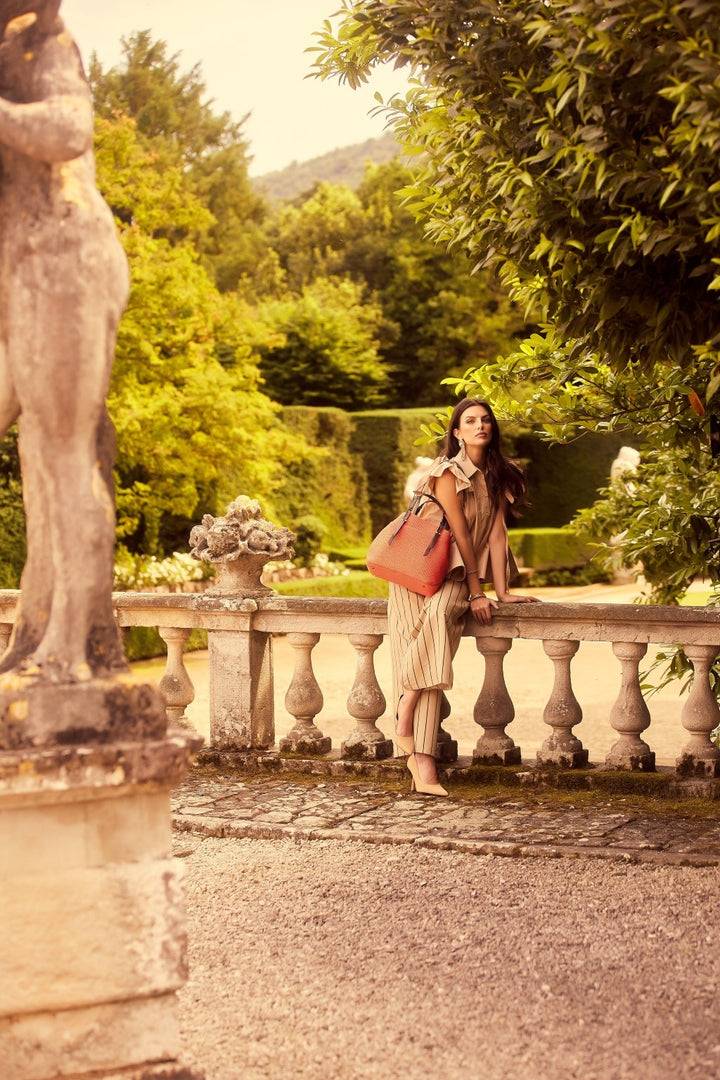 Roberta Gandolfi Fernanda Tote In Rafia Con Finiture In Pelle Di Vitello A Doppia Portabilità Mano O Shopping