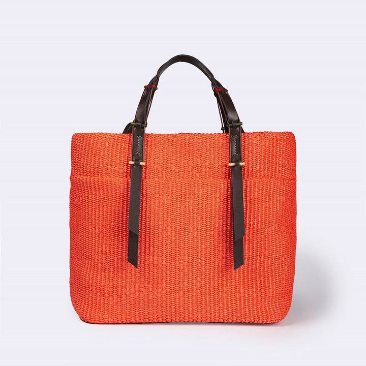 Roberta Gandolfi Fernanda Tote in rafia con finiture in pelle di vitello a doppia portabilità mano o shopping