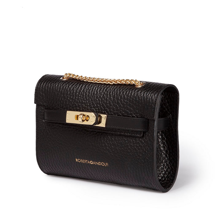 Roberta Gandolfi Frida Crossboby In Pelle Martellata Con Tracolla Di Catena Dorata