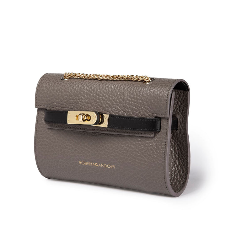 Roberta Gandolfi Frida Crossboby In Pelle Martellata Con Tracolla Di Catena Dorata