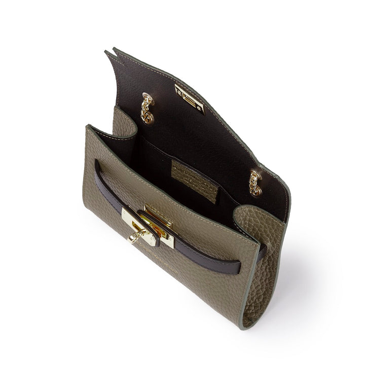 Roberta Gandolfi Frida Crossboby In Pelle Martellata Con Tracolla Di Catena Dorata