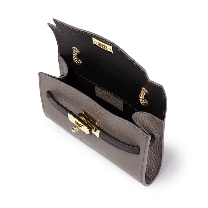 Roberta Gandolfi Frida Crossboby In Pelle Martellata Con Tracolla Di Catena Dorata