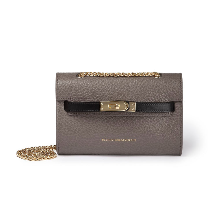 Roberta Gandolfi Frida crossboby in pelle martellata con tracolla di catena dorata