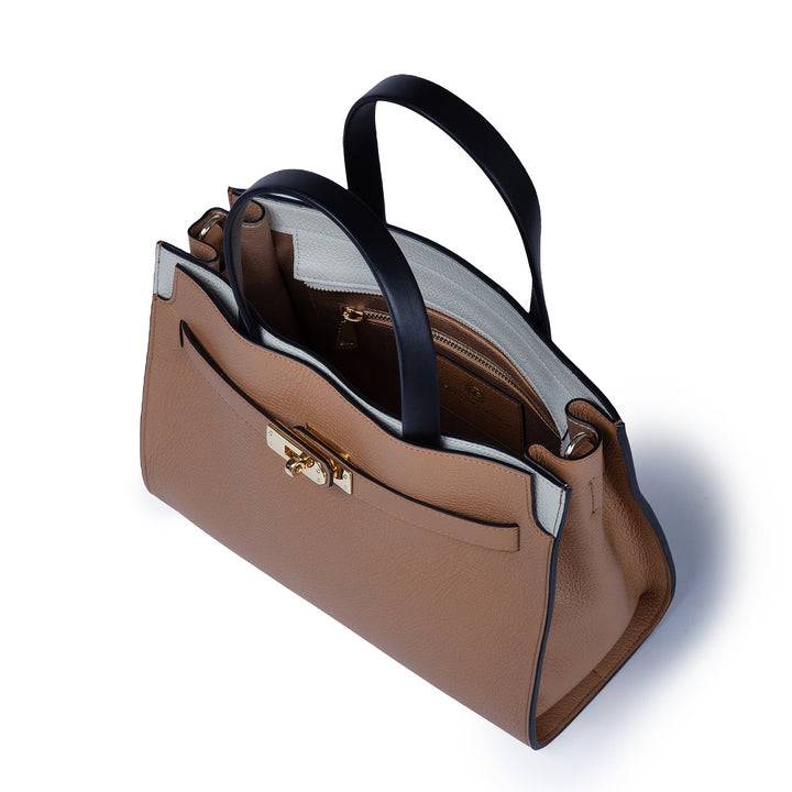 Roberta Gandolfi Frida Handbag In Pelle Martellata Con Tracolla Logata In Tessuto Regolabile