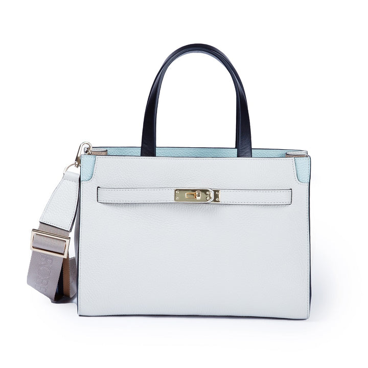 Roberta Gandolfi Frida Handbag in pelle martellata con tracolla logata in tessuto regolabile