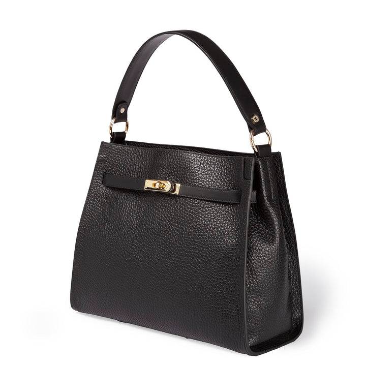 Roberta Gandolfi Frida Satchel In Pelle Martellata Con Tracolla Logata In Tessuto Regolabile