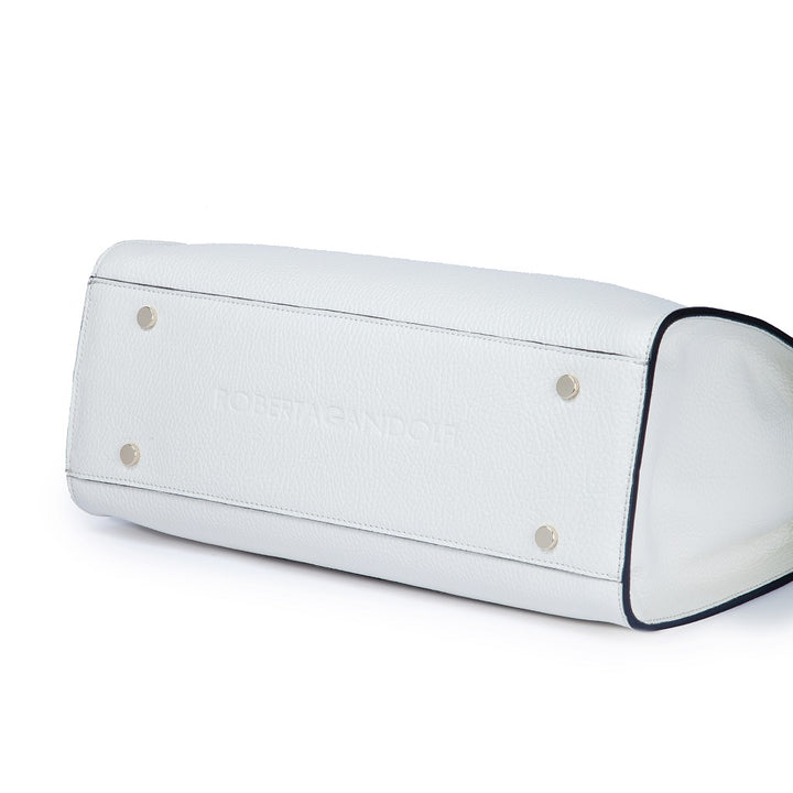 Roberta Gandolfi Frida Satchel In Pelle Martellata Con Tracolla Logata In Tessuto Regolabile