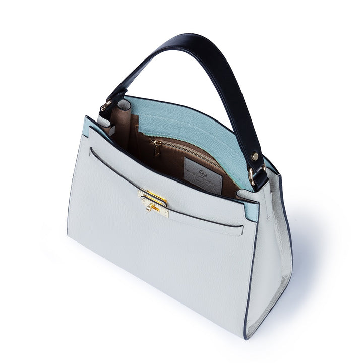 Roberta Gandolfi Frida Satchel In Pelle Martellata Con Tracolla Logata In Tessuto Regolabile