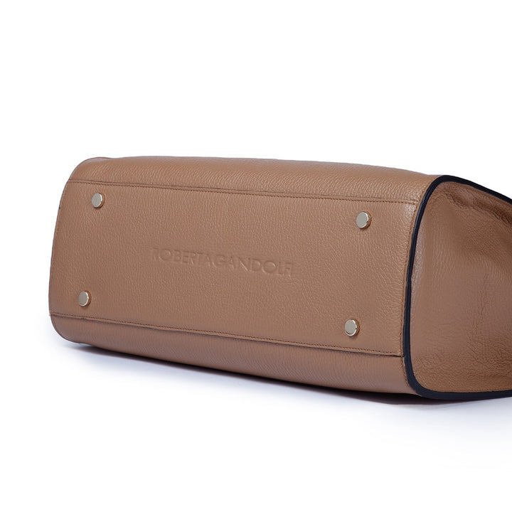 Roberta Gandolfi Frida Satchel In Pelle Martellata Con Tracolla Logata In Tessuto Regolabile