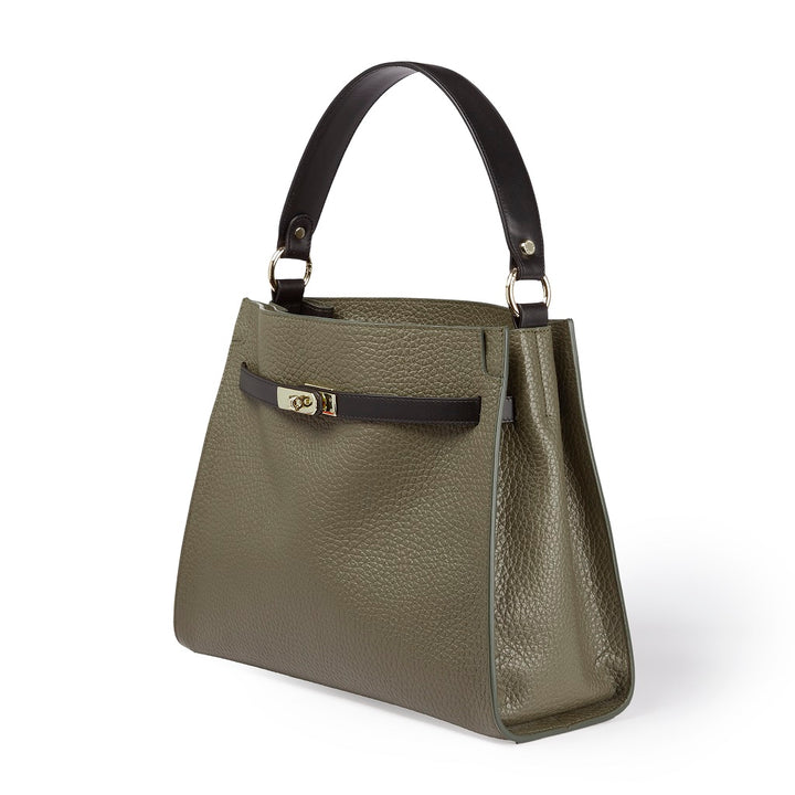 Roberta Gandolfi Frida Satchel In Pelle Martellata Con Tracolla Logata In Tessuto Regolabile