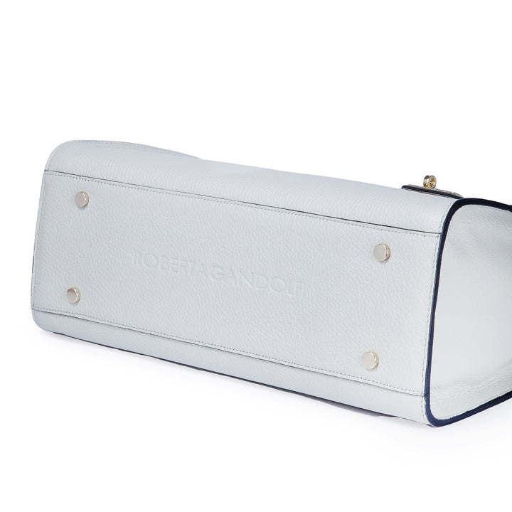 Roberta Gandolfi Frida Satchel In Pelle Martellata Con Tracolla Logata In Tessuto Regolabile