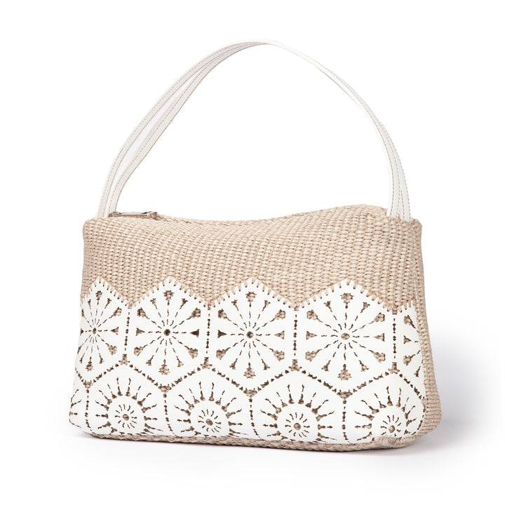 Roberta Gandolfi Giulia Baguette In Rafia E Pelle Il Pannello Tagliato Al Laser è Interamente Cucito A Mano