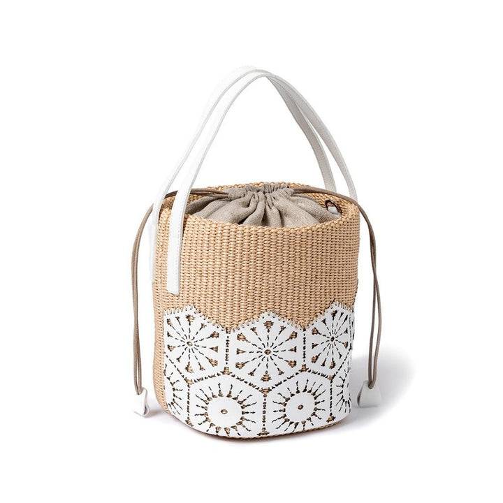 Roberta Gandolfi Giulia Bucket In Rafia E Pelle Il Pannello Tagliato Al Laser è Interamente Cucito A Mano Con Tracolla Staccabile