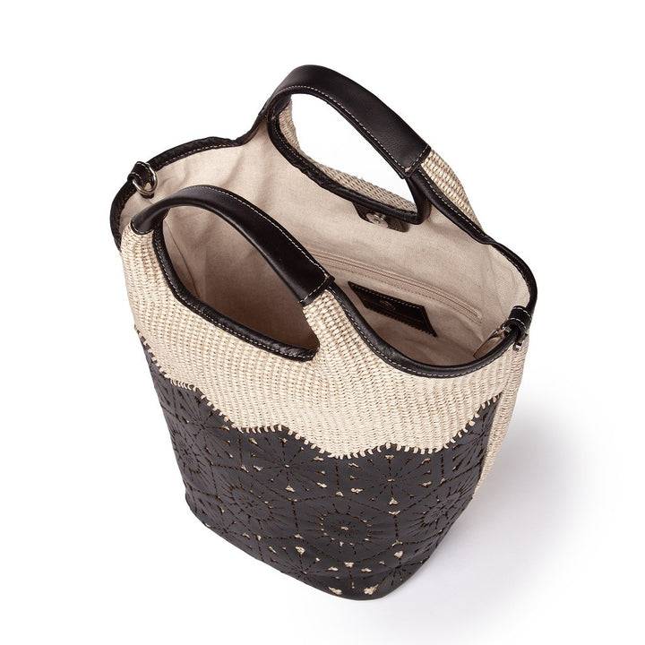 Roberta Gandolfi Giulia Handbag In Rafia E Pelle Il Pannello Tagliato Al Laser è Interamente Cucito A Mano Con Tracolla Staccabile