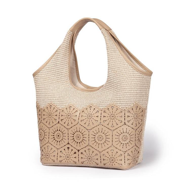 Roberta Gandolfi Giulia Hobo In Rafia E Pelle Il Pannello Tagliato Al Laser è Interamente Cucito A Mano