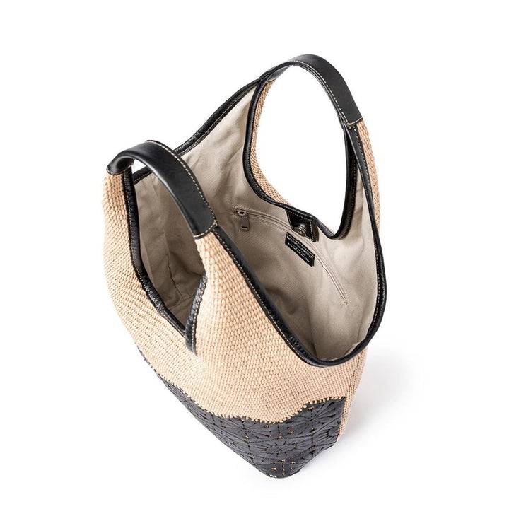 Roberta Gandolfi Giulia Hobo In Rafia E Pelle Il Pannello Tagliato Al Laser è Interamente Cucito A Mano