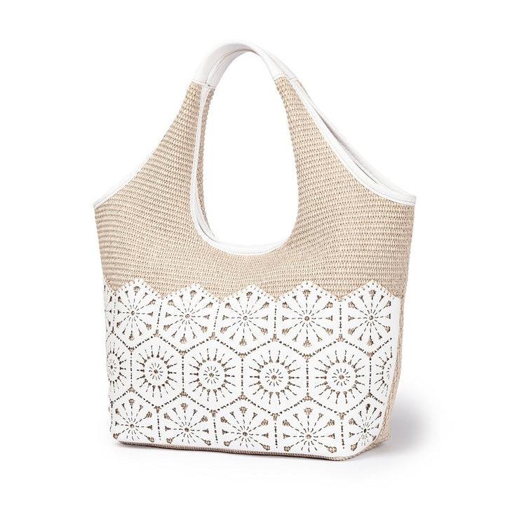 Roberta Gandolfi Giulia Hobo In Rafia E Pelle Il Pannello Tagliato Al Laser è Interamente Cucito A Mano