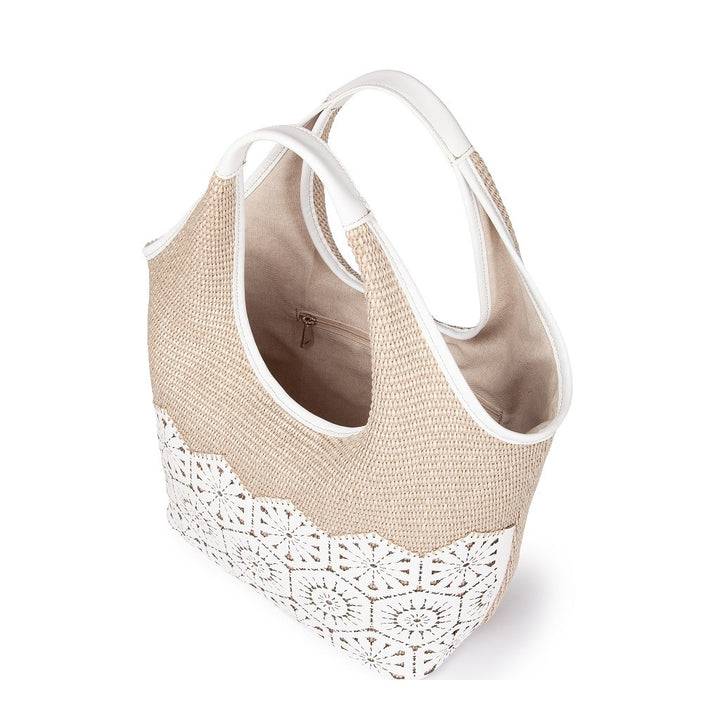 Roberta Gandolfi Giulia Hobo In Rafia E Pelle Il Pannello Tagliato Al Laser è Interamente Cucito A Mano