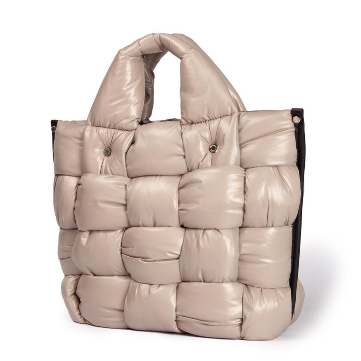 Roberta Gandolfi Greta Large Borsa In Tessuto Antigoccia Imbottita Ed Intrecciata A Mano Con Finiture In Pelle